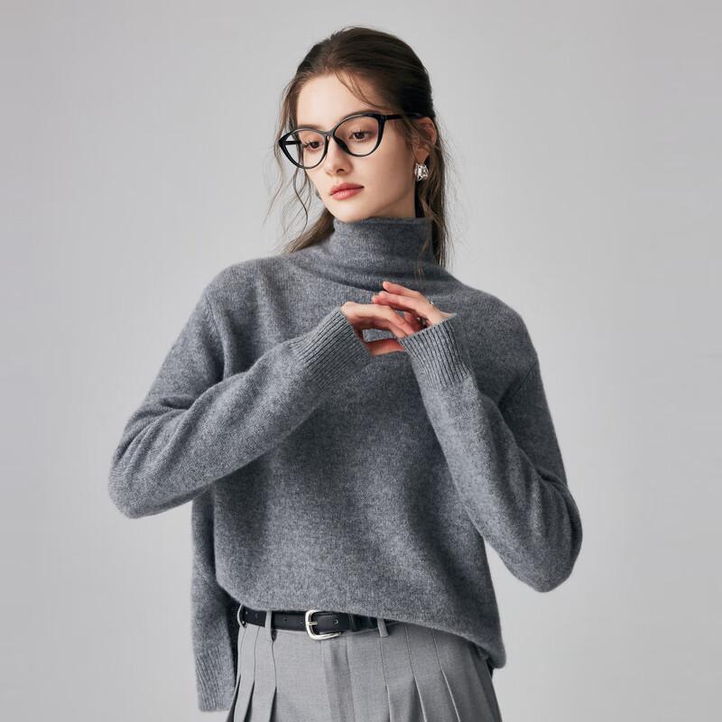 

Paluo 8307 Women s 100% Cashmere Loose Turtleneck Sweater M 160/100