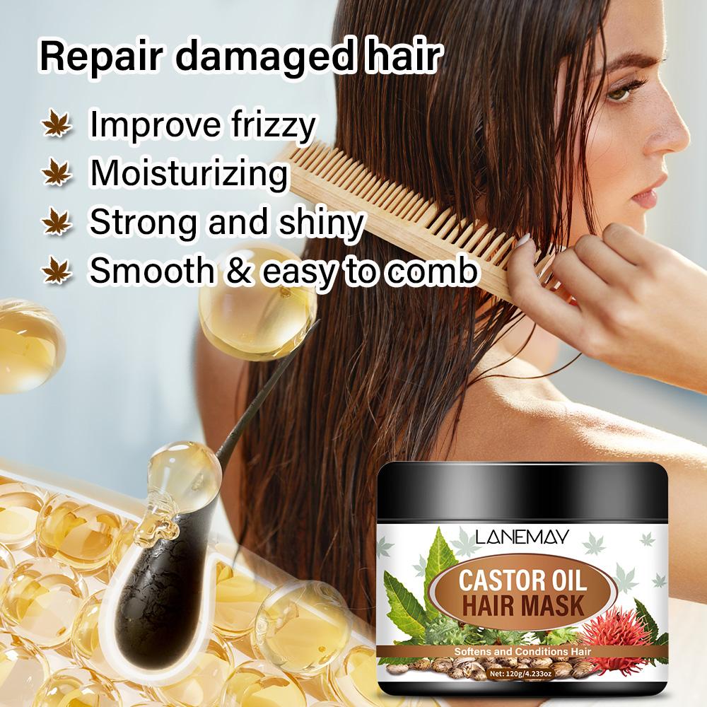 Castor Oil Hair Mask-Repair Damaged Hair-Improve Frizzy-Smooth & Easy To Comb-Suitable For All Hair Types, 120g