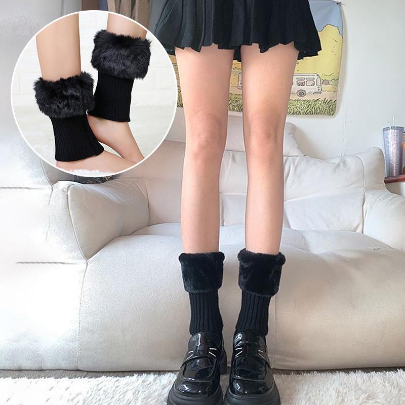 1 Paar Winteroutfits Elegante Bekleidungsaccessoires Weiche Textur Beinstulpen Niedliches Plüschdesign Hohe Elastizität Schwarz/Weiß