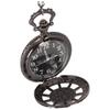 Vintage Pocket Watch Quartz Movement Hollow Out Dial Compass Men Pocket Watch with Chain Black