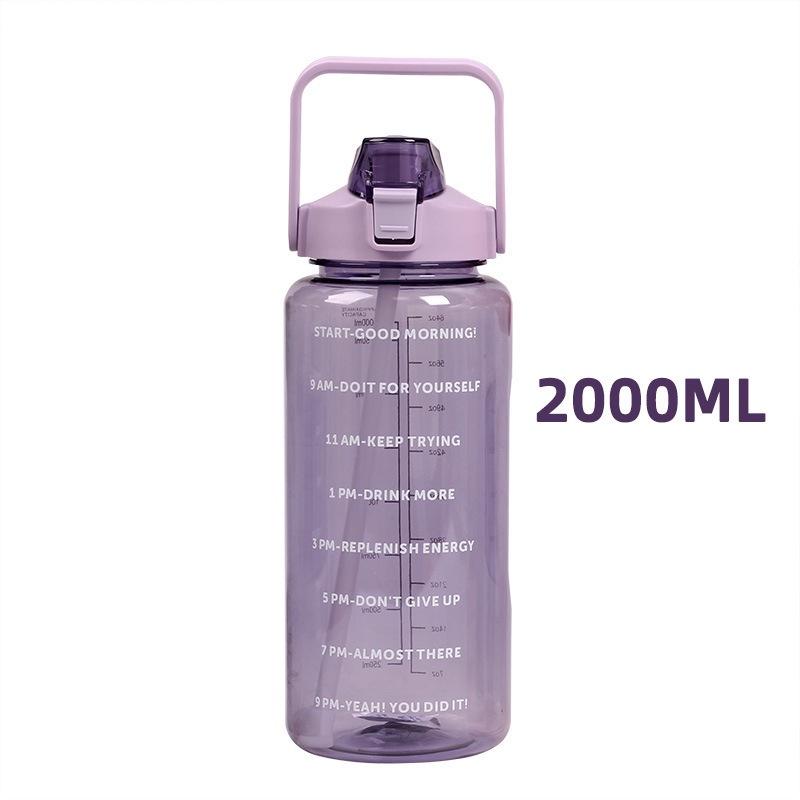 Elegant And Simple 2l Pc Material Water Bottle With Straw Perfect For Hydration On-the-go