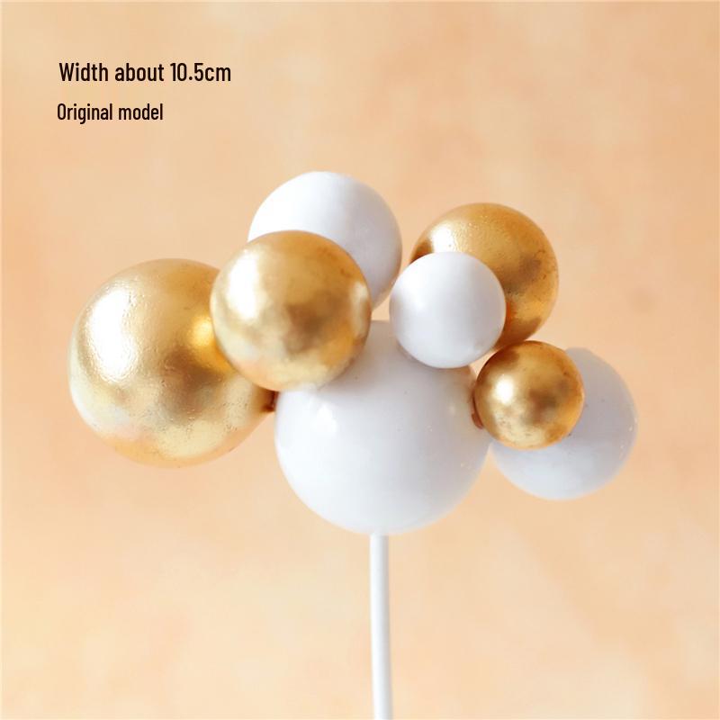 Gold and Silver Cake Decoration Balls Set - 10-Piece Birthday Topper Accessories