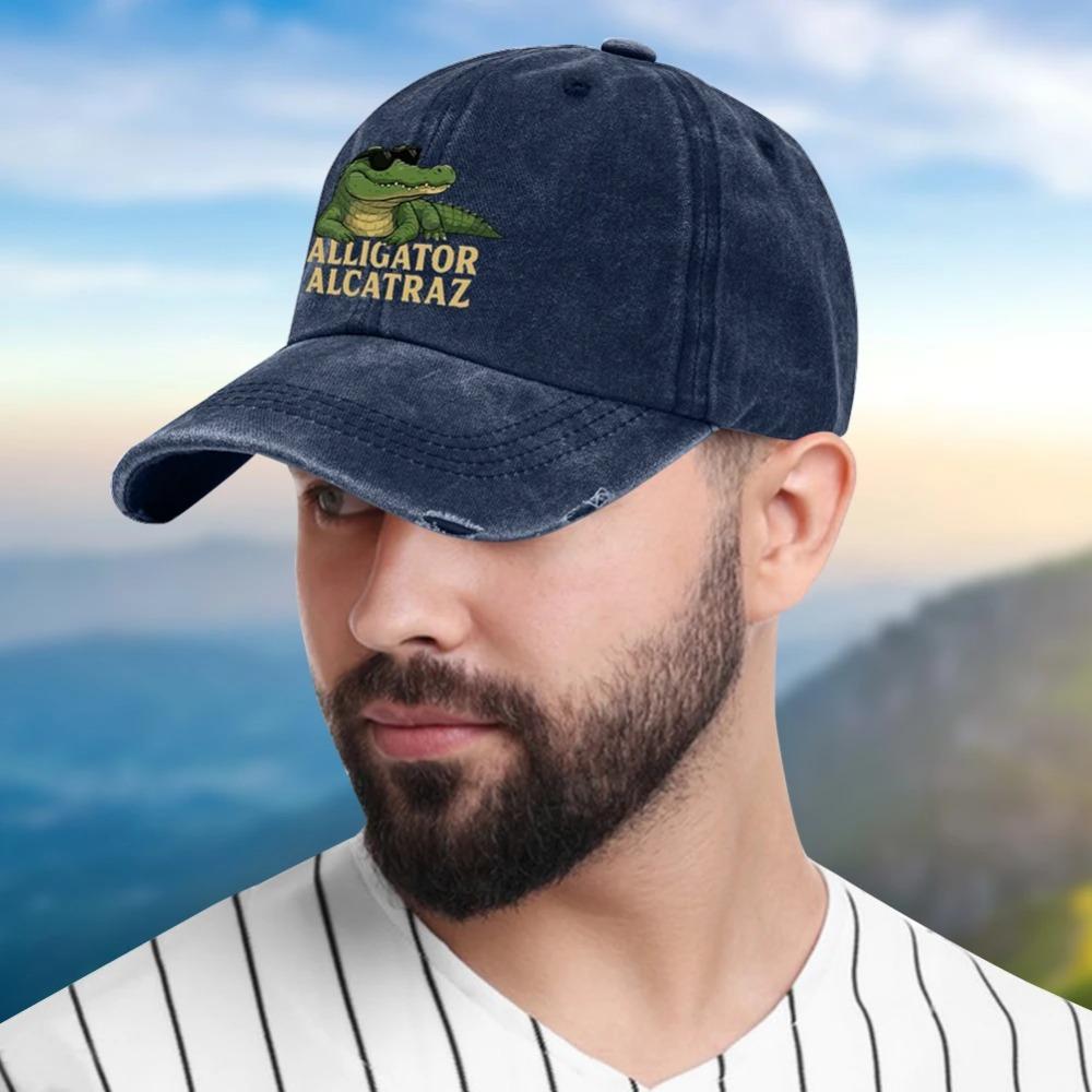 Washed Cotton Baseball Cap Breathable Alligator Dad Hat Comfortable Fashion Golf Hat Adjustable for Outdoor Sports