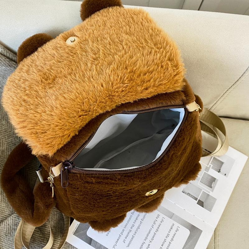 Niedlicher Mädchen-Doppelzweck-Rucksack, Schleife, Lamm-Puppentasche, Cartoon-Waschbär-Tier-Schräg-Umhängetasche