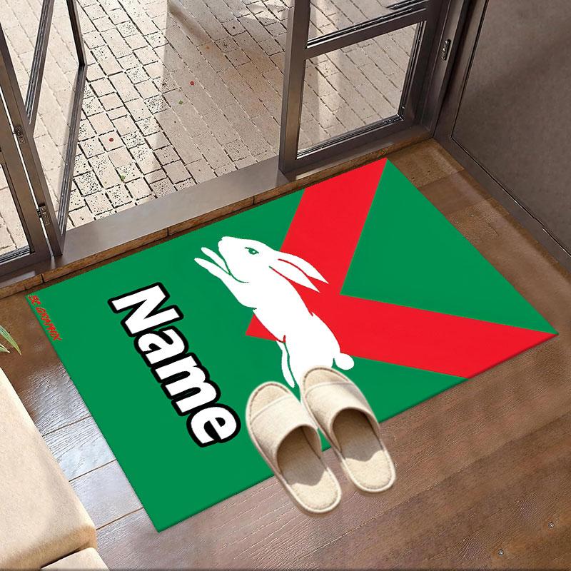 Custom Name Personalized South Sydney Rabbitohs Print Carpet, Versatile Home Decor Rug, for Playroom, Apartment, Balcony, Entryway, Hallway Gift