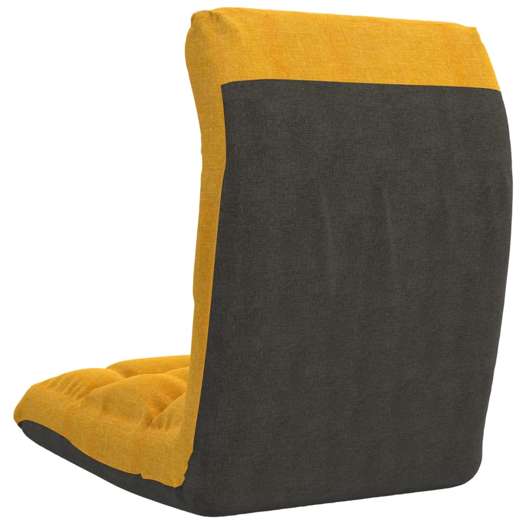 Floor Chair Foldable Mustard Yellow Fabric