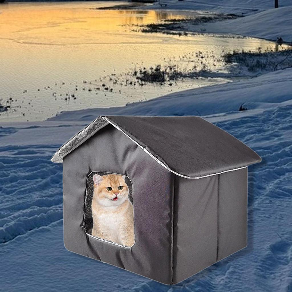 Cat Bed Enclosed Outdoor Shelter Oxford Cloth Waterproof Nest Self Warming Tent Kennel for Pet