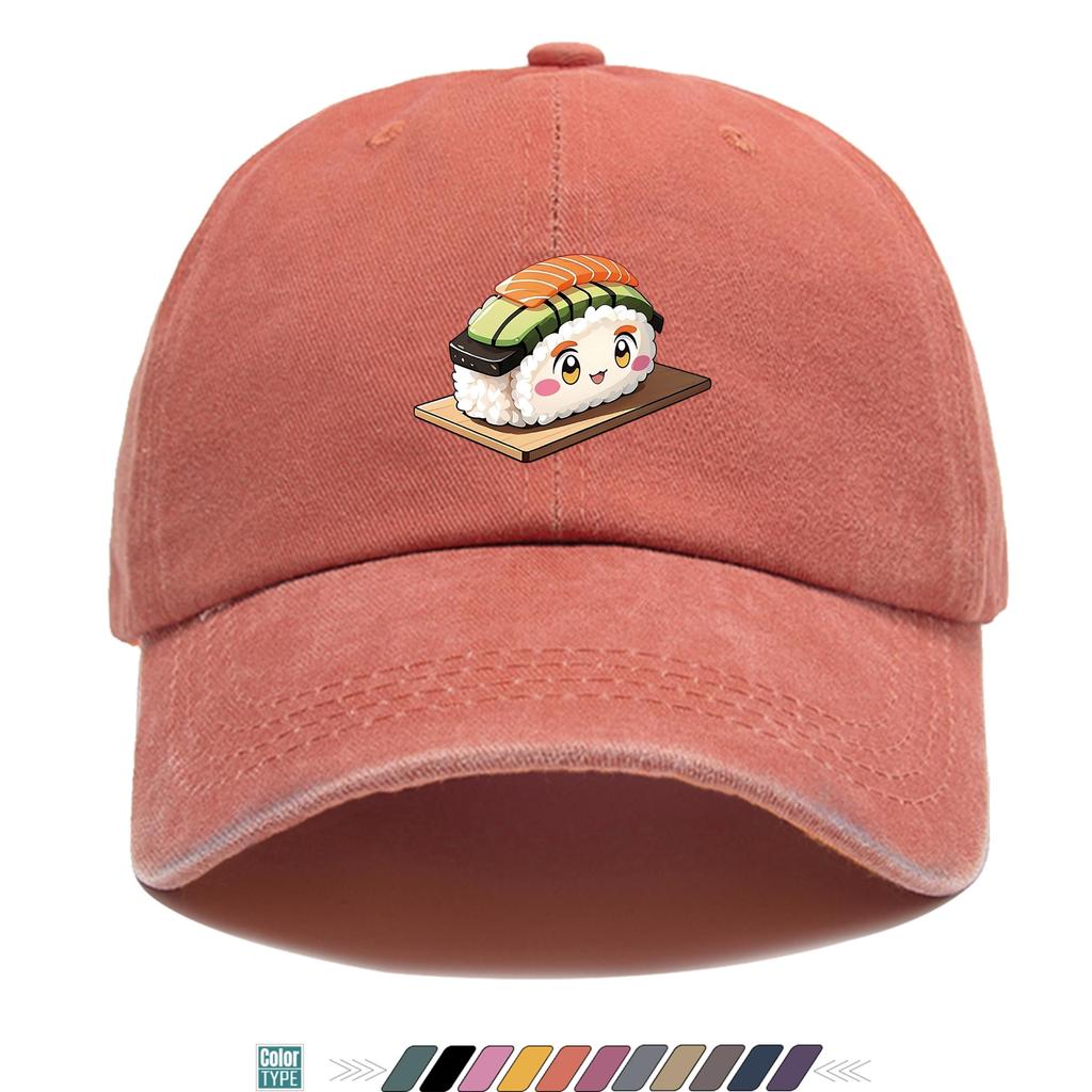 Pc Sushi Print Trucker Hat QuickDry Breathable SushiThemed Cap with Sushi Roll Unisex Adjustable Buckle Closure for Outdoo