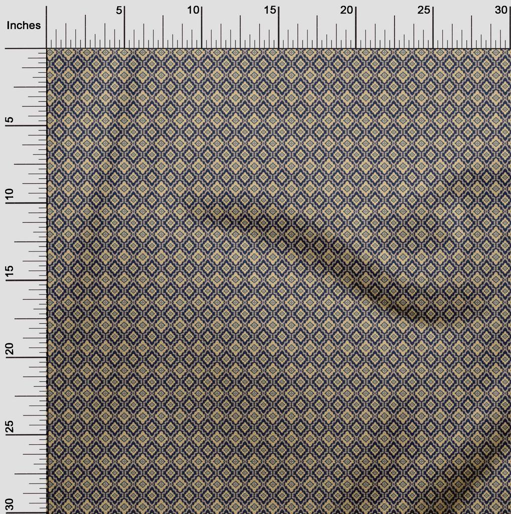 oneOone Cotton Flex Blue Fabric Asian Kilim Diy Clothing Quilting Fabric Print Fabric By Yard 40 Inch