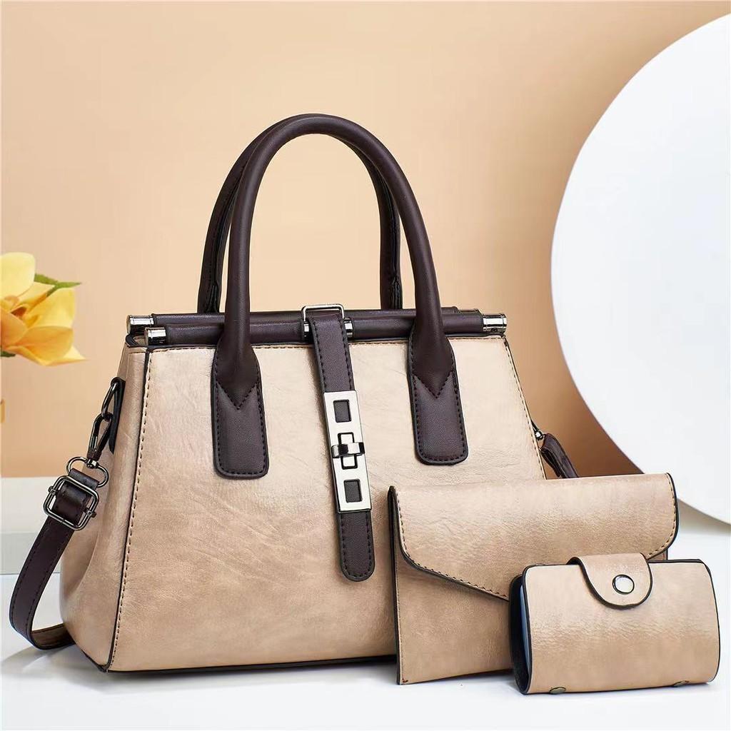 Einfache Umhängetasche Damenmode Große Tasche Dreiteiliges Set Handtasche Muttertasche PU Vielseitig Leicht Verschleißfest Urbaner Minimalistischer Stil
