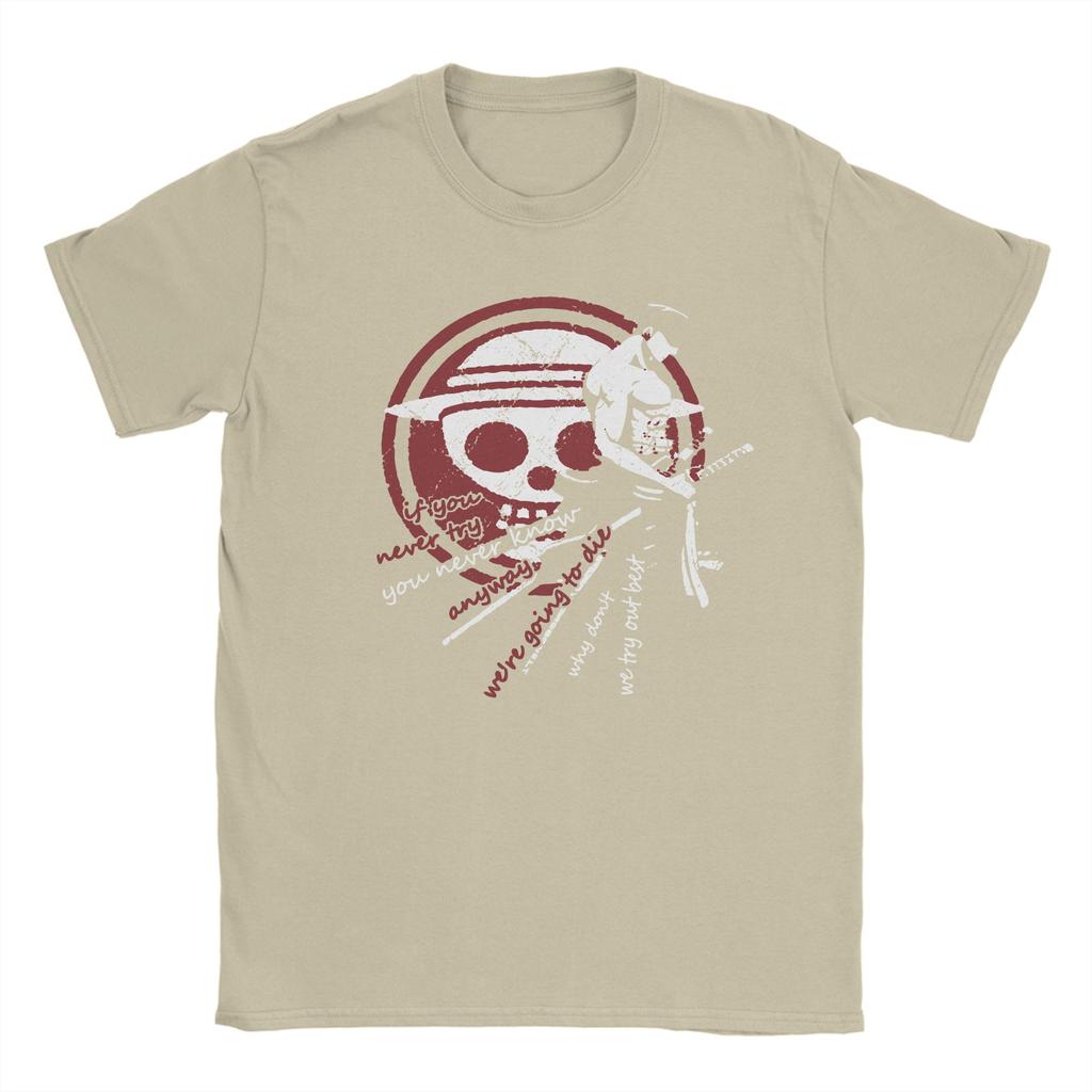 Zoro Ones Pieces T Shirts for Men Cotton Novelty TShirt Crew Neck Anime Tees Short Sleeve Clothes Gift