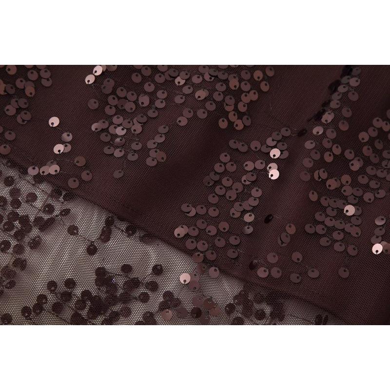 European & American Style 2026 High-Waisted Midi Skirt with Embroidered Sequins and Glitter