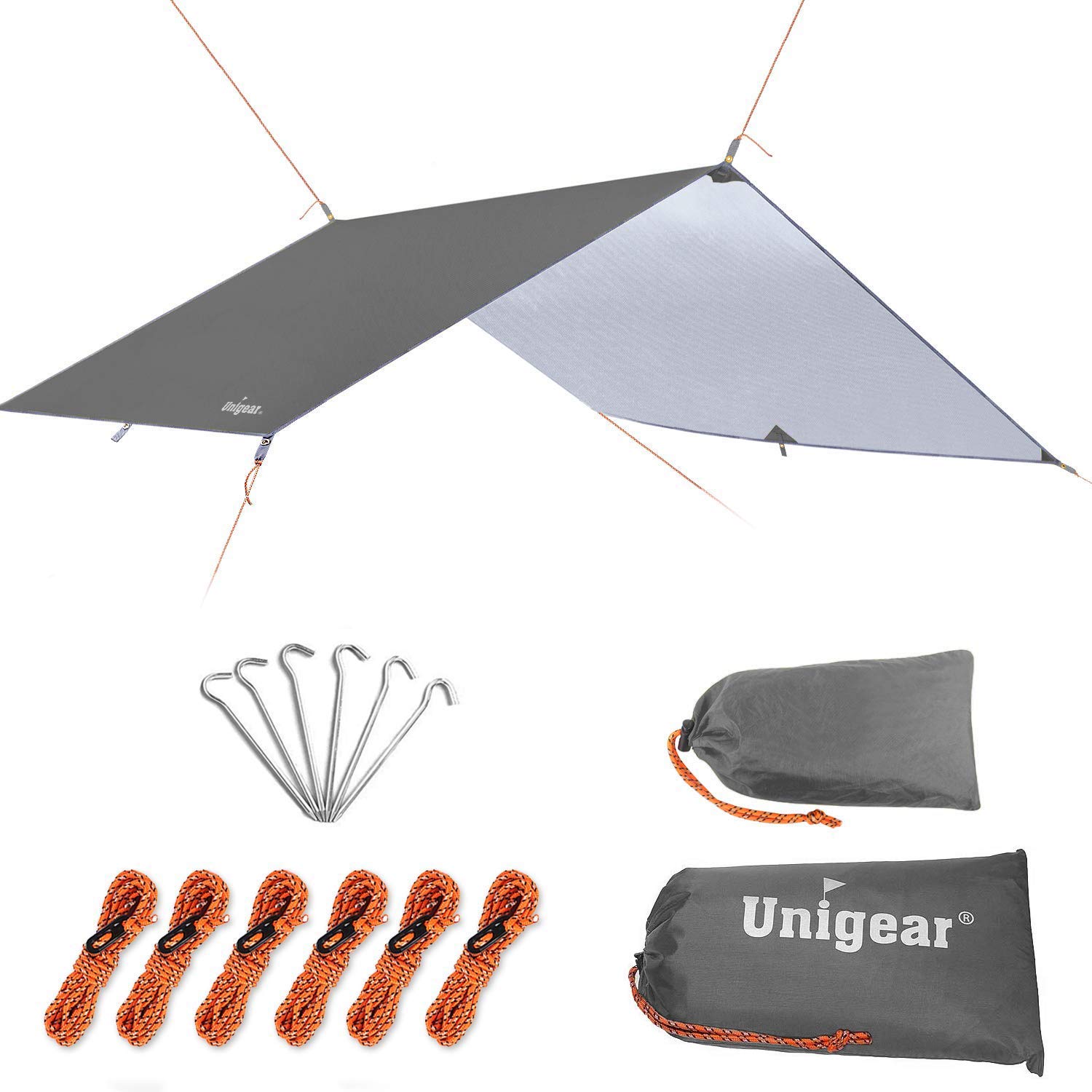 

Водонепроницаемый походный тент Unigear Высокая защита от УФ-лучей и тепла Портативный Солнечный Уличный Включает Хранение Человек 4 Размера L Тент, Палатка, Легкий, Водоотталкивающий, серый