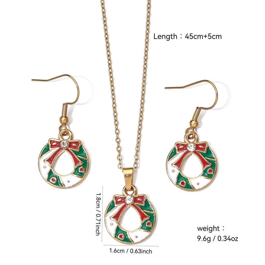 Stainless Steel Christmas Earrings & Necklace Set: Bells, Snowflakes, Santa, Tree, Candy Cane for Women