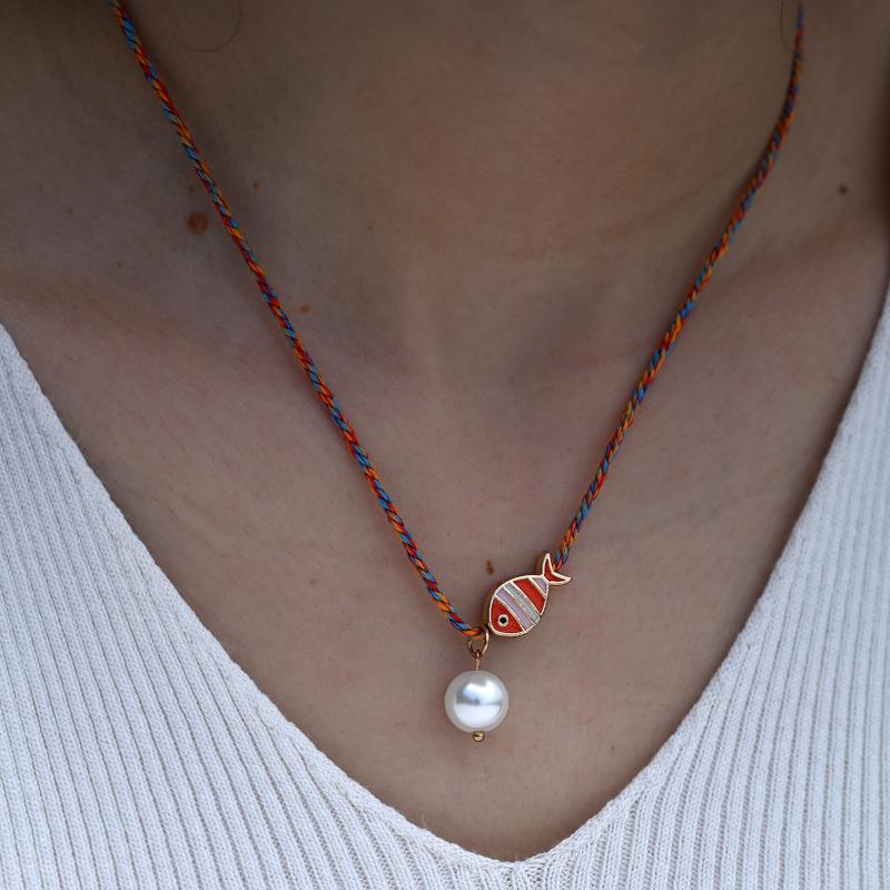 

Bohemian Ceramic Fish Pendant Necklaces For Women Colorful Rope Adjustable Choker Necklaces Beach Jewelry Accessories as the picture