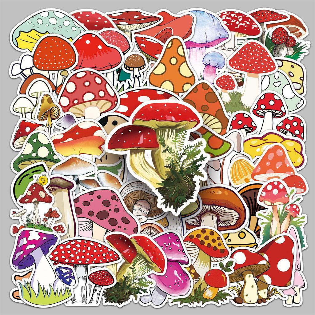 50pcs Cartoon Mushroom DIY Graffiti Stickers for Suitcases, Laptops, and Scooters