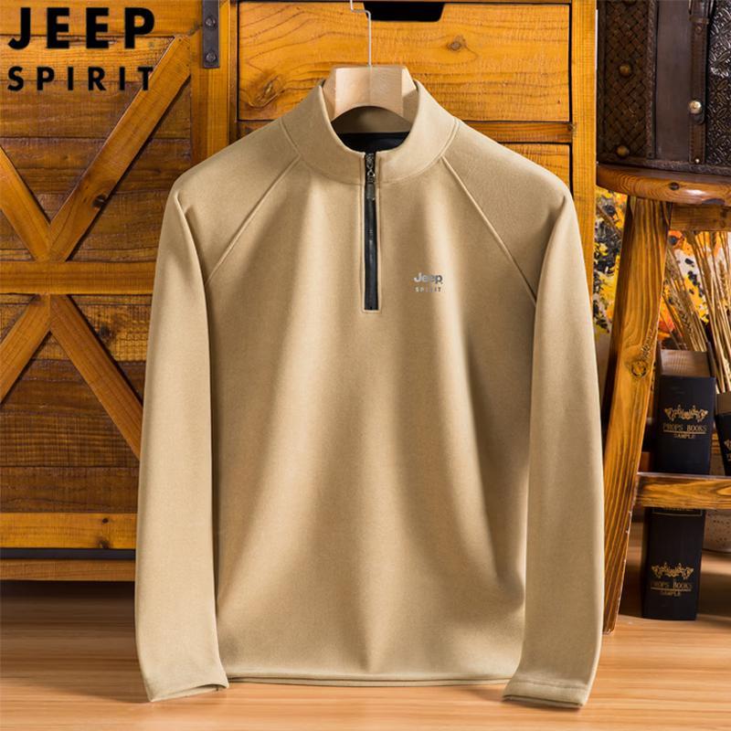 JEEP SPIRIT Men's Half-Zip Stand-Collar Pullover Sweatshirt