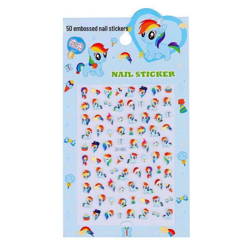 5D Embossed 3D Nail Art Stickers for Kids, Non-Toxic, Odorless, Luminous Princess Wearable Nails.