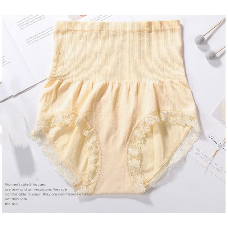 High-waisted Briefs Lace Trim Briefs Tummy Control Underwear