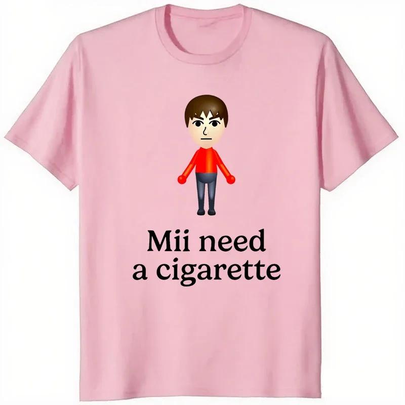 Mii Need A Cigarette Printed Tshirt Fun Womens Fashion Casual Daily Versatile Short Sleeve Round Neck Tshirt S