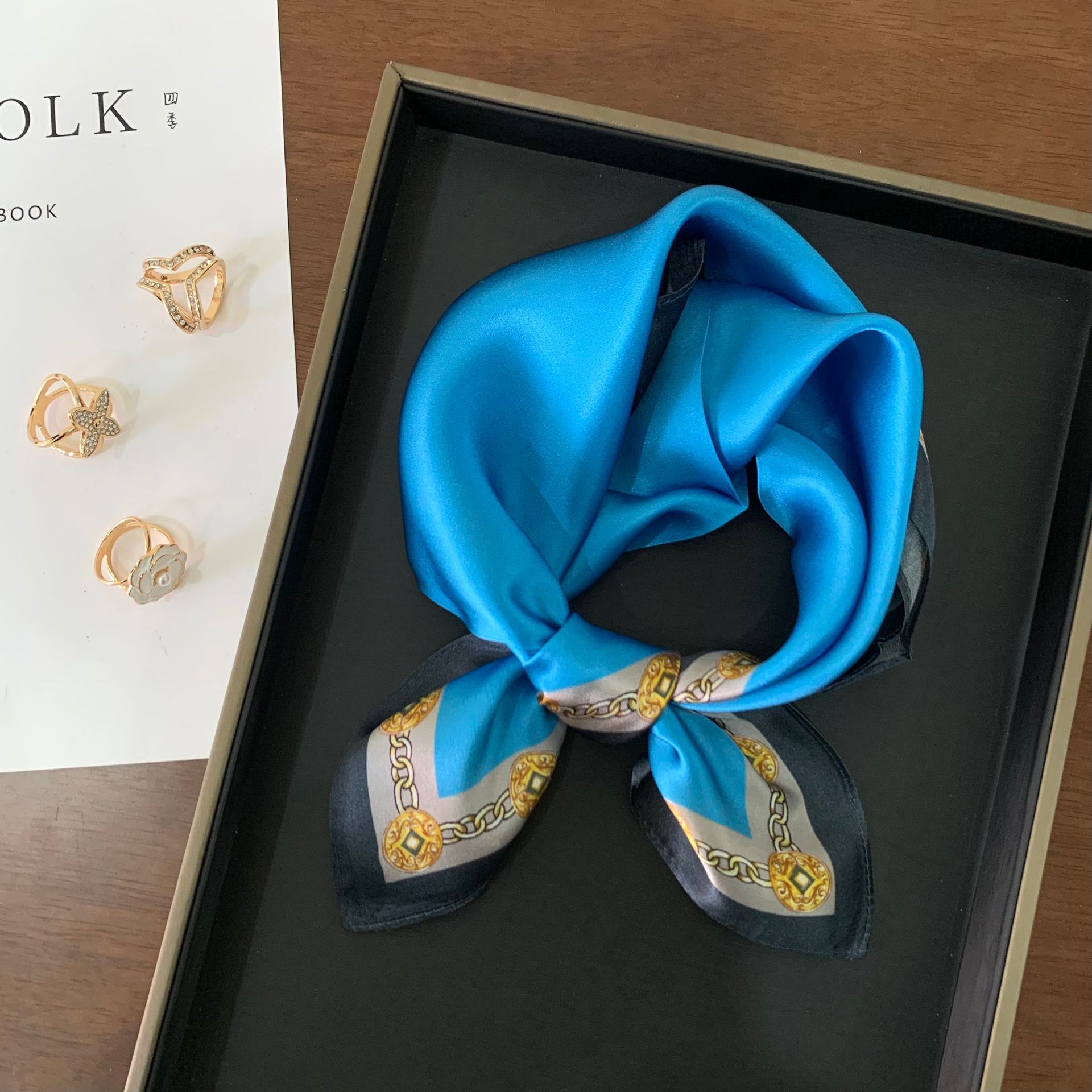 Simple color matching small square scarf 100% silk silk scarf spring and autumn gifts mulberry silk neck scarf student couple girl 53-53