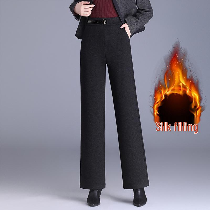 

Woolen Wide-Leg Fleece-Lined Pants - Stylish Mom s Autumn/Winter 2026 Bestseller S (90-100 jin)