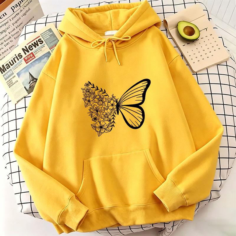Casual Hoodies Vintage Butterfly Sweatshirts Women Tops Loose Hoodie Sweatshirt Hoodies Spring Autumn Winter