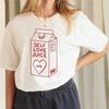 Short Sleeved Printed Women's Simple Casual T-Shirt Summer Basic Milk Box Pattern Women's Round Neck Cartoon Printed Top T-Shirt