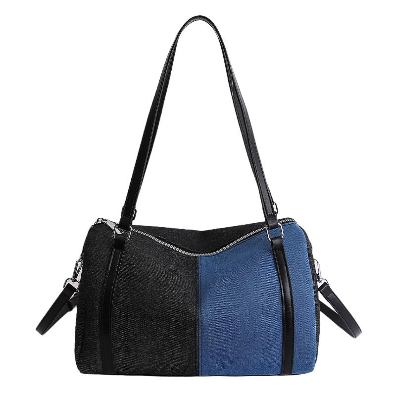

Solid Color Denim Tote Bag for Women High Quality Durable Casual Versatile Bags Elegant Large Capacity Shoulder Bag чёрный