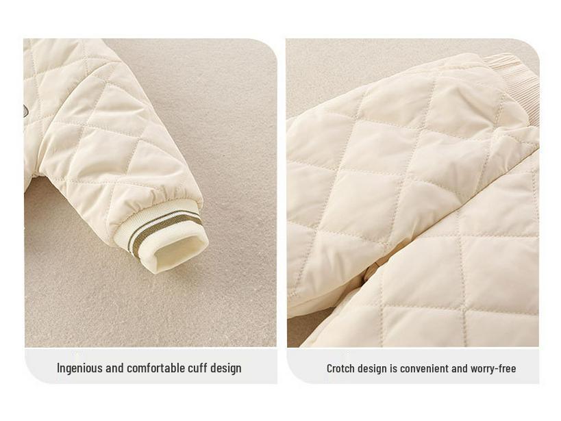 Baby Boys' Autumn/Winter Quilted Cotton Two-Piece Set: Warm Jacket and Pants