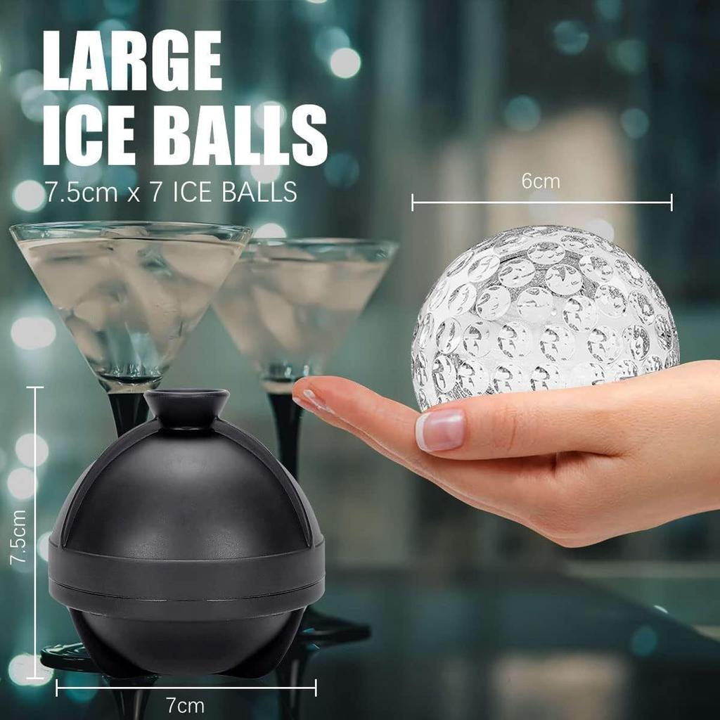 Food Grade No Plastic 3D Baseball Silicone Sphere Ice Ball Maker Easy Release Golf-shaped ice hockey with Built-in Funnel