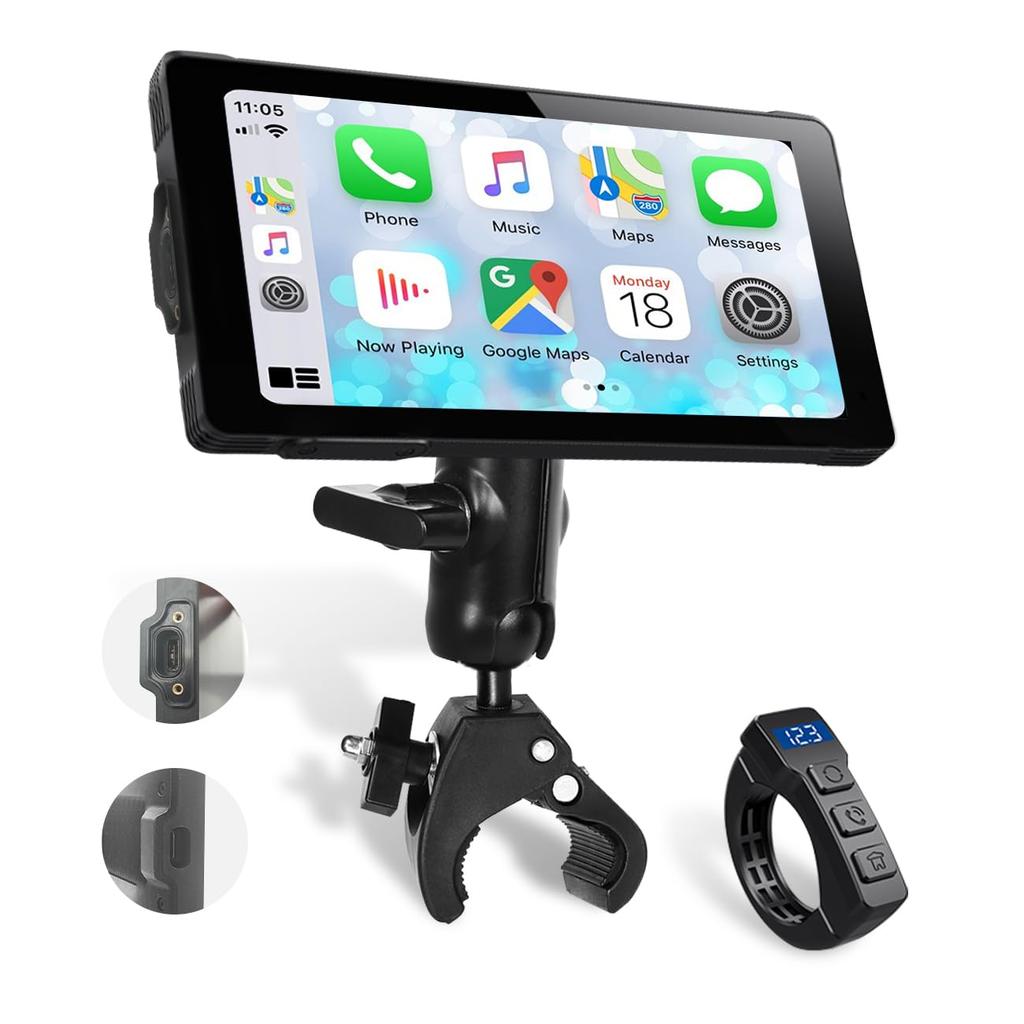 NikoMaku Motorcycle Smart Monitor with Automatic Brightness Motorcycle Navigation Auto Large IPX7 Intercom Mounting Wired Remote Japanese Instruction