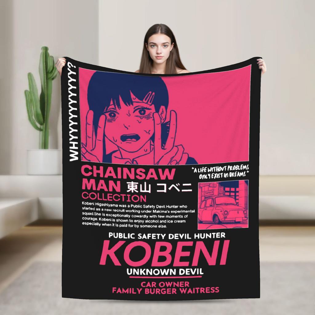 Chainsaw Man Power Blanket Flannel Printed Anime Manga Breathable Super Warm Throw Blankets for Bed Office Bedspread