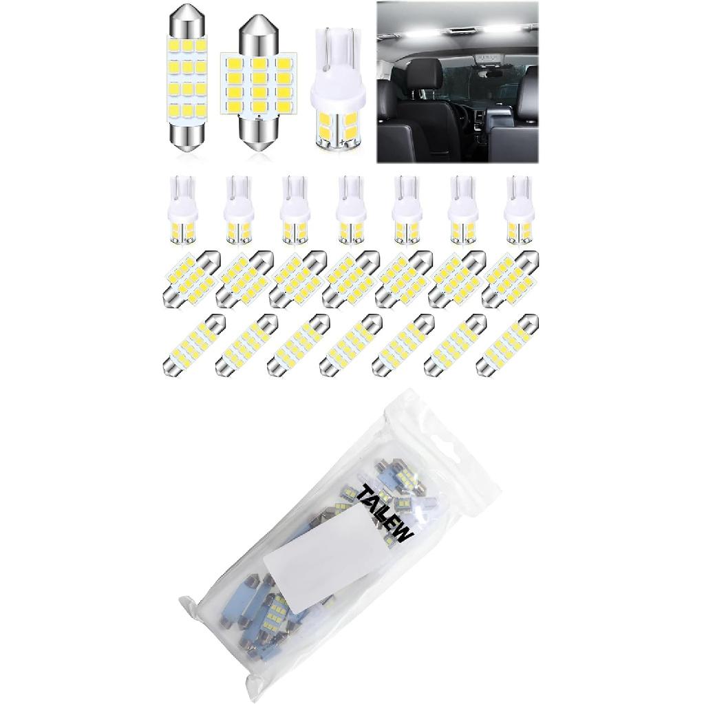 Tallew 24 Pieces Dome Light LED Car Bulb Kit Set T10 31 mm 42 mm LED Festoon Bulbs Interior Replacement for Car Map Door Courtesy(White)