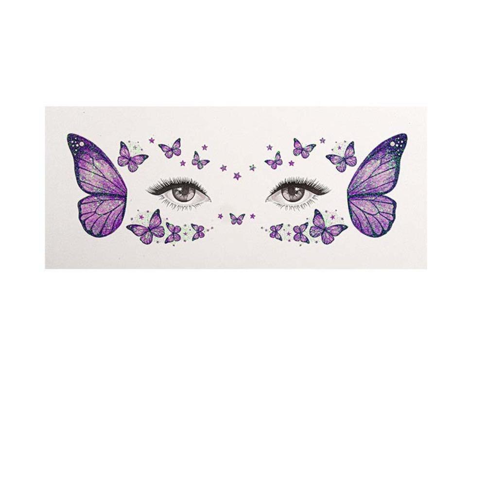 Star Heart Glitter Butterfly Face Tattoo Realistic Face Temporary Tattoo Dance Performances