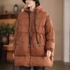 Women's Hooded Mid Length Puffer Jacket Drawstring Quilted Zip Up Loose Fit Casual Winter Coat