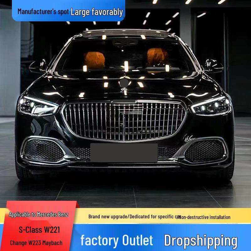 Compatible 08-13 Mercedes S-Class W221 to W223 Maybach Front Bumper + Wide Body Kit Rear Bumper