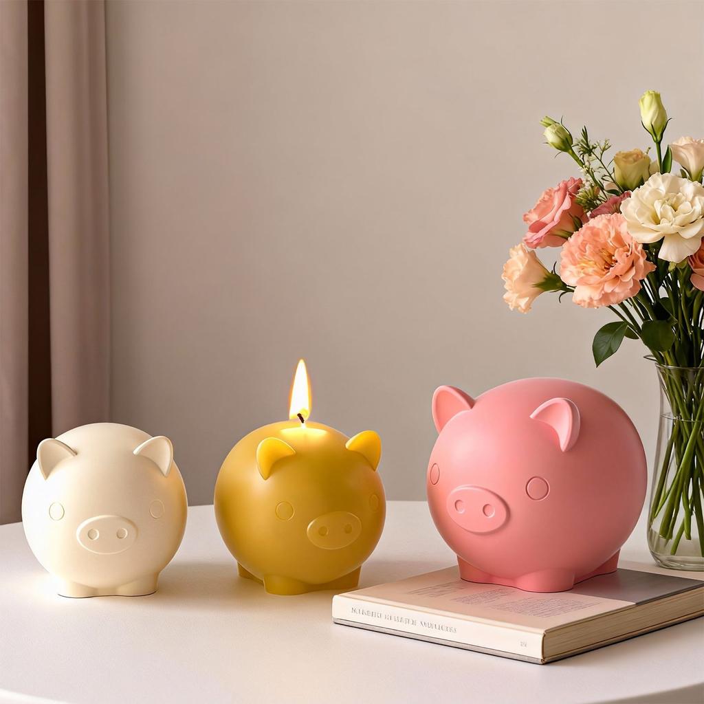 3D Piggy Aroma Candle Silicone Mold DIY Pig Nose Plaster Epoxy Resin Ornaments Molds Handmade Soap Candle Making Supplies