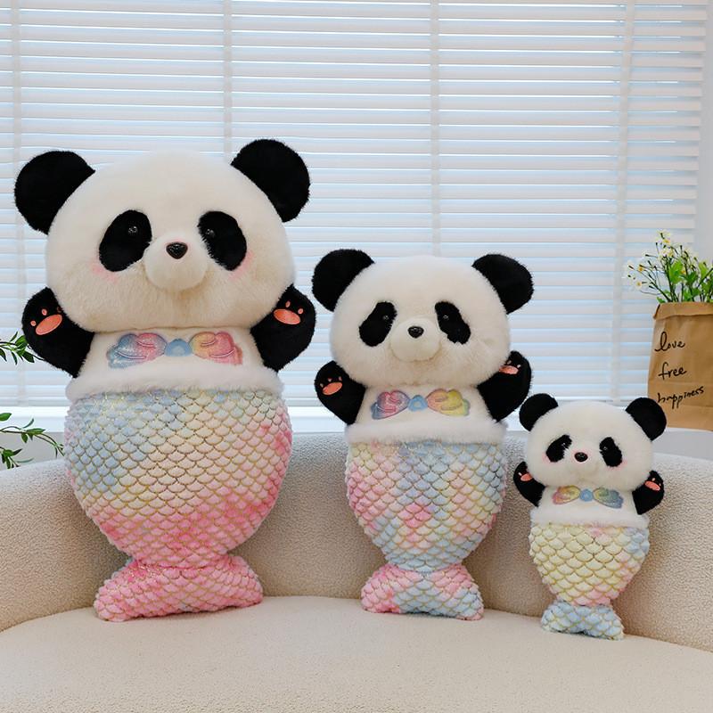 Panda Turned Mermaid Plush Toy Cute Cartoon Girl Children Birthday Gift Dolls