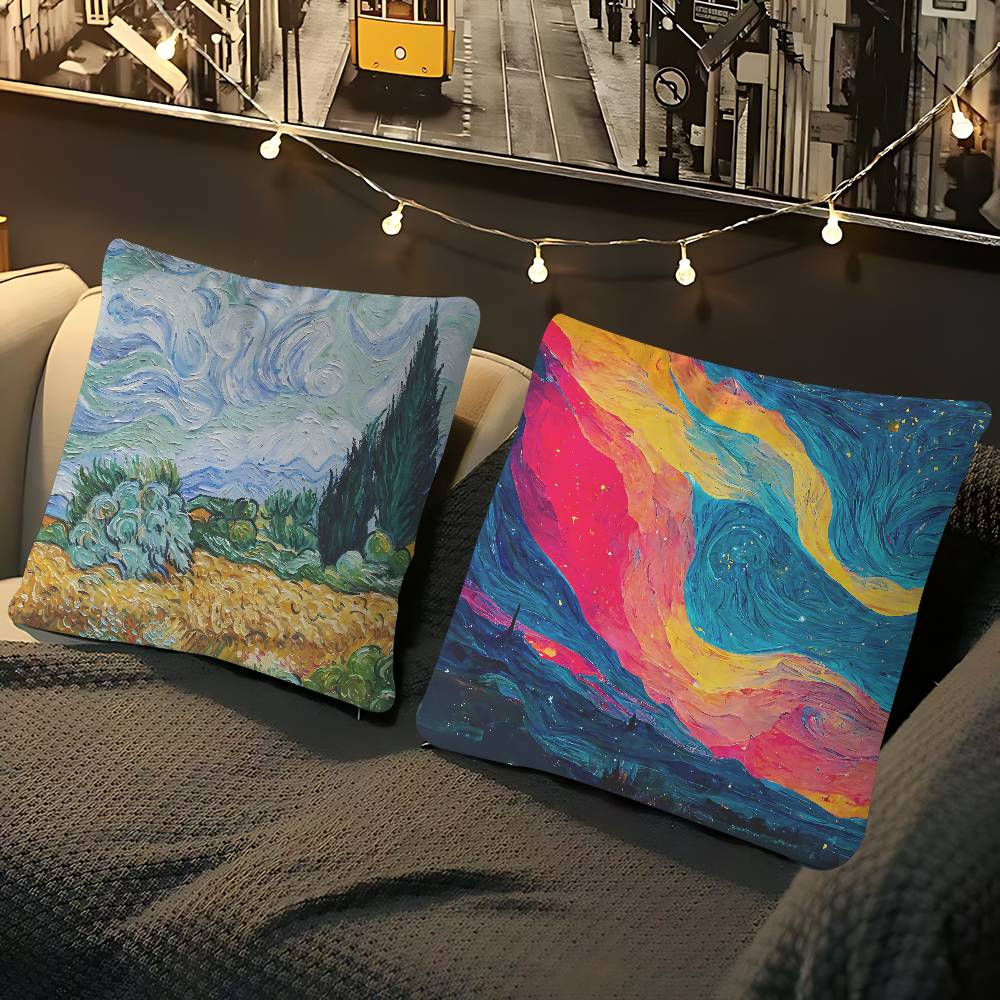 Van Gogh Famous Painting Pillowcase Toon Gift Cushion Cover Bedroom Home Sofa Chair Seat Decor Pillow Case