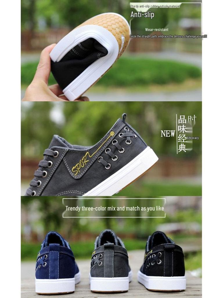 Men's Retro High-Top Canvas Shoes - Velvet-Lined, Warm, Casual, Trendy, Denim-Style for Autumn and Winter