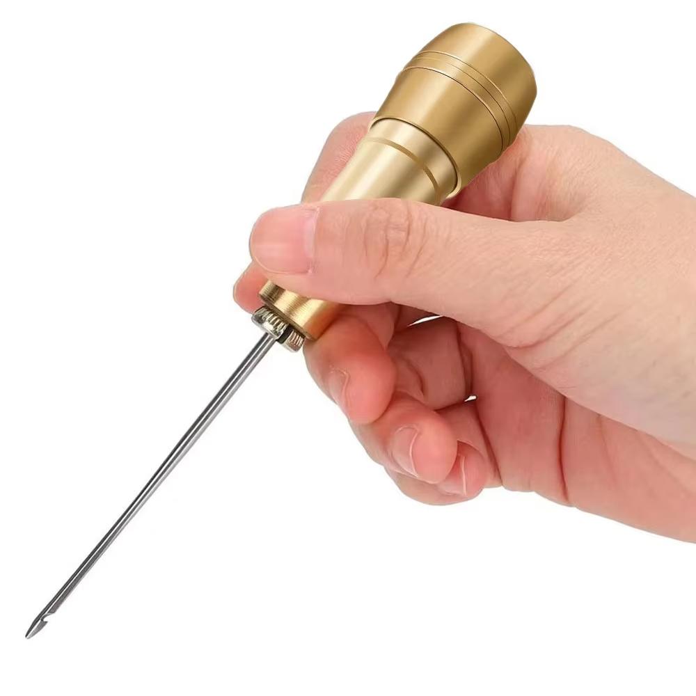 

Leather Sewing Awl Set Copper Handle Hand Stitching Repair Tool for Shoes Canvas Tent Leather Crafts Type A