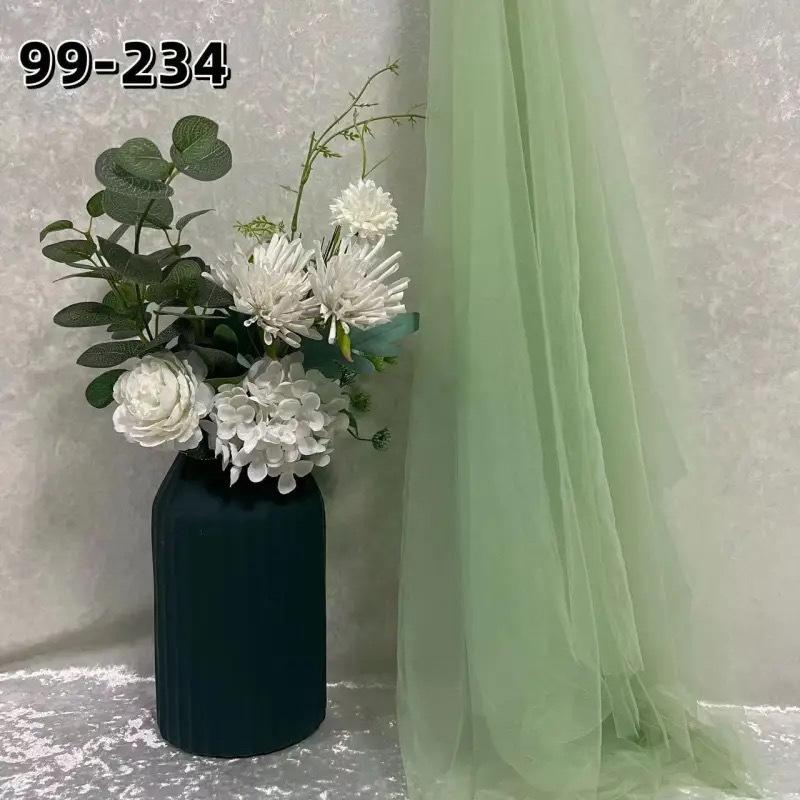 Green Soft Yarn Curtain Net for Kindergarten Decoration, Scene Layout, Wedding Backdrop, and Dress Fabric