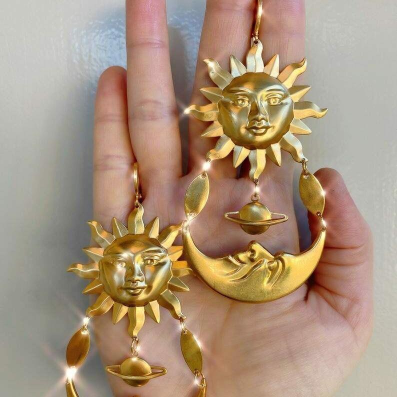 Sonne Mond Ohrringe - Innovatives, Einzigartiges Design