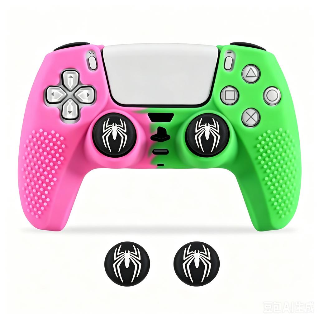 Anti-Slip Silicone Case Protective Shell for PS5 Game Controller with 2pcs Thumbstick Grip Cap Rubber Cover
