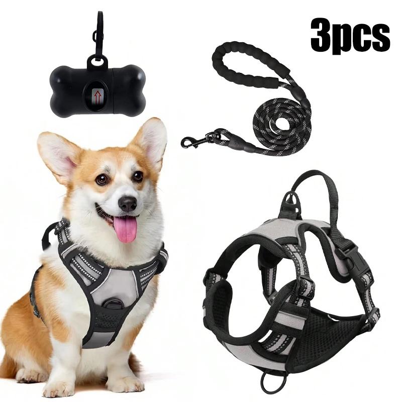 High Reflective Dog Harness Set, Ideal Choice for Outdoor Adventure, Multiple Sizes - Suitable for Small, Medium and Large Pets