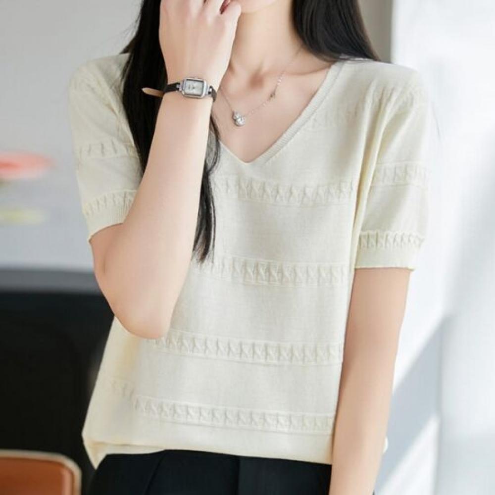 NaVaVa Women Cool Basic V Neck Short sleeVe Knit Top Nk3668
