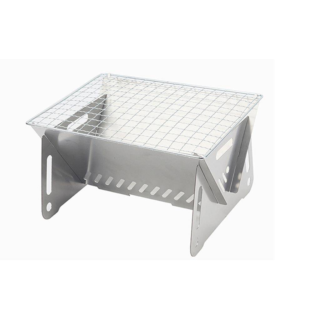 Outdoor Stainless Steel Portable Folding Card Stove Outdoor Charcoal BBQ Grill for Camping, Lightweight Fire Pit for Cooking