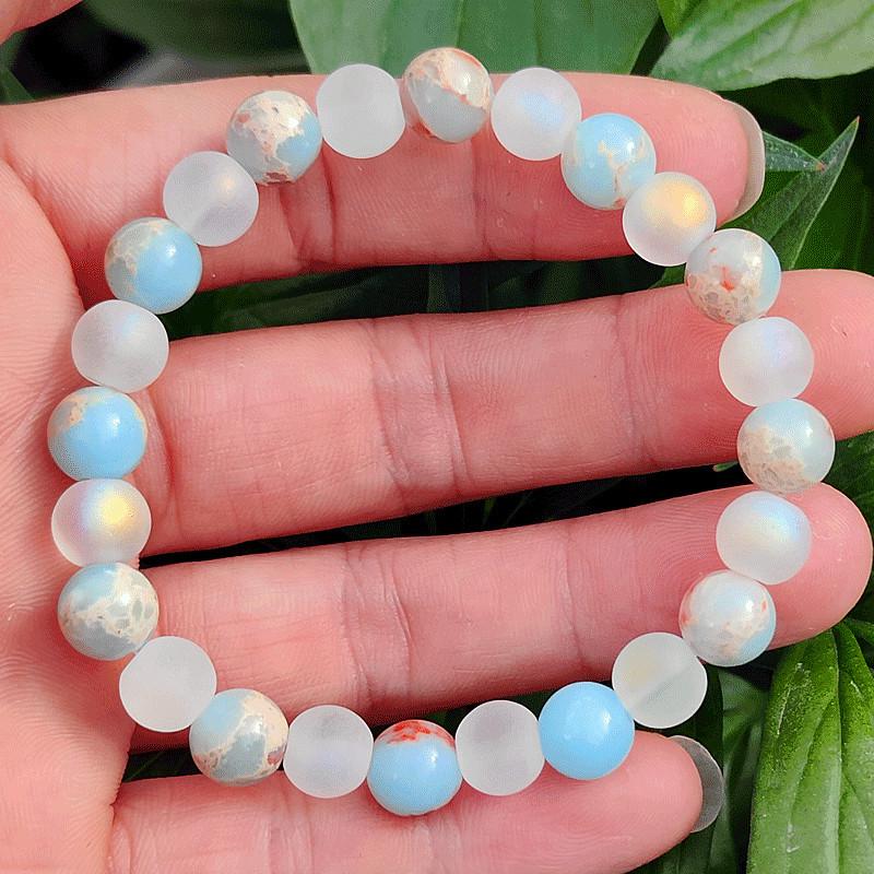 Xi Yin TK Shoushan Stone Frosted Crystal Bracelet - Seven Colors 8mm камня шоушань
