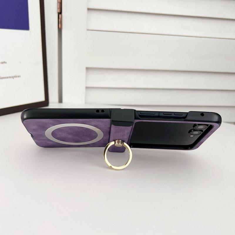 Solid Color Leather Magnetic Folding Case For Motorola Razr 60 50 Ultra 40 Ultra Wireless Charge Shockproof Slim Hard PC Ring Holder 3pcs Phone Cover